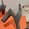 HOLY 75 SANDAL IN DARK GRAY GRAINED CALFSKIN