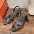 HOLY 75 SANDAL IN DARK GRAY GRAINED CALFSKIN