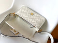 Fend Baguette White Canvas Bag 27 with FF Embroidery Ghw