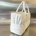 SMALL ARCO TOTE 30 IN WHITE SOFT LAMBSKIN