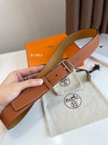 HM ROMAIN 35MM BELT YAM ORANGE LEATHER SILVER HARDWARE