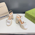GG 105 HIGH HEEL SANDAL WHITE STRAW