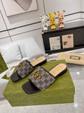 GG EXCLUSIVE SLIDE SANDAL BLACK AND CHARCOAL FABRIC