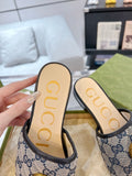 GG EXCLUSIVE SLIDE SANDAL BLACK AND CHARCOAL FABRIC
