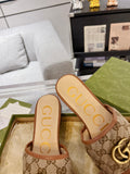 GG EXCLUSIVE SLIDE SANDAL CARAMEL AND BROWN FABRIC