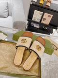 GG EXCLUSIVE SLIDE SANDAL CARAMEL AND CREAM SEDGE