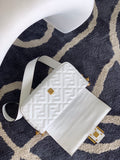 Fend Baguette 27 Bag With FF Motif White Leather Ghw