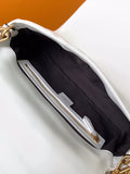 Fend Baguette 27 Bag With FF Motif White Leather Ghw