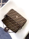 Fend Baguette 27 Shoulder Bag Brown FF Jacquard Fabric Bag Shw