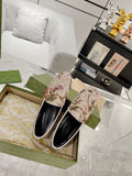 HORSEBIT LOAFER WITH FLOWER PRINT IN LINEN BEIGE MONOGRAM JACQUARD FABRIC