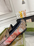 HORSEBIT LOAFER WITH FLOWER PRINT IN DARK BEIGE MONOGRAM JACQUARD FABRIC