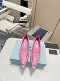 KITTEN HEEL PUMPS WITH CREATIVE SHAPE IN PINK GLOSSY LAMBSKIN