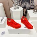 FLOW RUNNER SNEAKER IN RUBY RED SUEDE AND SHEEPSKIN