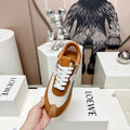 FLOW RUNNER SNEAKER IN BRONZE BROWN SUEDE AND PALE GRAY SHEEPSKIN