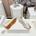 FLOW RUNNER SNEAKER IN PALE GRAY SUEDE AND SHEEPSKIN