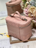 SMALL 25 TRAVEL VANITY CASE WITH SHOULDER STRAP PEACH PINK