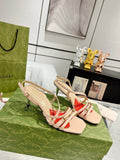 GG CLASSIC STRAPPY HEEL SANDAL PASTEL PINK CALFSKIN