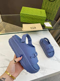HORSEBIT FLATFORM SANDAL 5 CM IN AEGEAN BLUE IMPORTED TPU