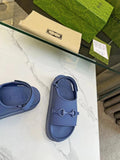 HORSEBIT FLATFORM SANDAL 5 CM IN AEGEAN BLUE IMPORTED TPU