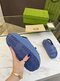 HORSEBIT FLATFORM SANDAL 5 CM IN AEGEAN BLUE IMPORTED TPU