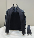 FENDI STRIKE LARGE 46 FF MIDNIGHT BLUE JACQUARD FABRIC BACKPACK