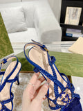 GG CRYSTAL HIGH HEEL SANDAL AZURE CALFSKIN SPECIAL