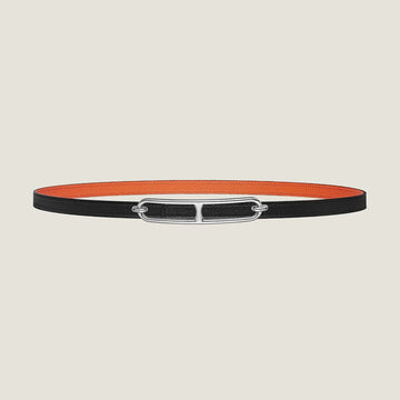 HM ROULIS BUCKLE & REVERSIBLE ORANGE AND BLACK LEATHER STRAP 13MM SILVER HARDWARE