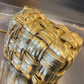 SMALL CASSETTE BUCKET 18 IN GOLD METALLIC SOFT LAMBSKIN