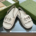 GG INTERLOCKING G CUT OUT SANDAL WHITE LAMBSKIN