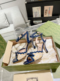 GG HIGH - HEEL SANDAL AZURE FABRIC ATTACH BOW