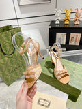 GG HIGH - HEEL SANDAL TAWNY FABRIC ATTACH BOW