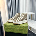 GG HIGH TOP SNEAKER FLATFORM LIGHT BROWN CANVAS