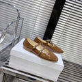 FLAT SANDALS WITH DOUBLE STRAP-DESIGN LEATHER CARAMEL BROWN