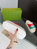 INTERLOCKING G SLIDE SANDAL IN WHITE MIX COLORFUL IMPORTED TPU