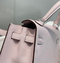 KELLY 25CM IN EPSOM MAUVE SWIFT CALFSKIN SILVER HARDWARE