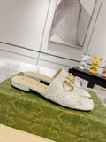 GG CHUNKY SLIDE SANDAL SILVER CALFSKIN