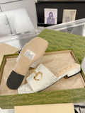 GG CHUNKY SLIDE SANDAL SILVER CALFSKIN