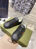 GG ACE GG SUPREME TRAINER BLACK CALFSKIN WITH PATTERNS