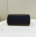 FENDI ORIGAMI MEDIUM 27 BROWN MIX BLACK FF JACQUARD FABRIC BAG