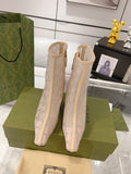 ANKLE BOOTS IN BEIGE MESH AND SHEEPSKIN WITH GG CRYSTALS