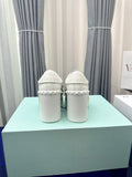 FLATFORM ROCKSTUD UNTITLED SNEAKER IN WHITE CALFSKIN MIX AEGEAN BLUE FABRIC