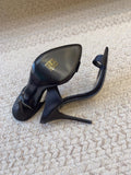 GAP CRYSTAL-BUCKLE SLIDE SANDALS IN BLACK SILK