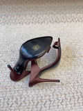 GAP CRYSTAL-BUCKLE SLIDE SANDALS IN SHIRAZ RED SILK