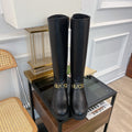 GG CLASSIC LOGO KNEE HIGH BOOTS IN BLACK CALFSKIN
