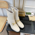 GG HORSEBIT ANKLE BOOTS IN WHITE SHEEPSKIN