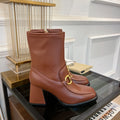GG HORSEBIT ANKLE BOOTS IN RED BROWN SHEEPSKIN