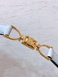 Hook & Loop 20mm TRIOMPHE Logo Square Adjustable Belt White Calfskin Ghw