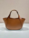 TOTE BAG 28 IN CINNAMON BROWN SHEEPSKIN GOLD LOGO