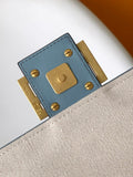 Fend Baguette Sky Blue and Multicolour Canvas Bag 27 with FF Embroidery Ghw