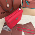 EXTRA POCKET BACKPACK L23.5 IN CHERRY RED CALFSKIN WITH SILVER HARDWARE